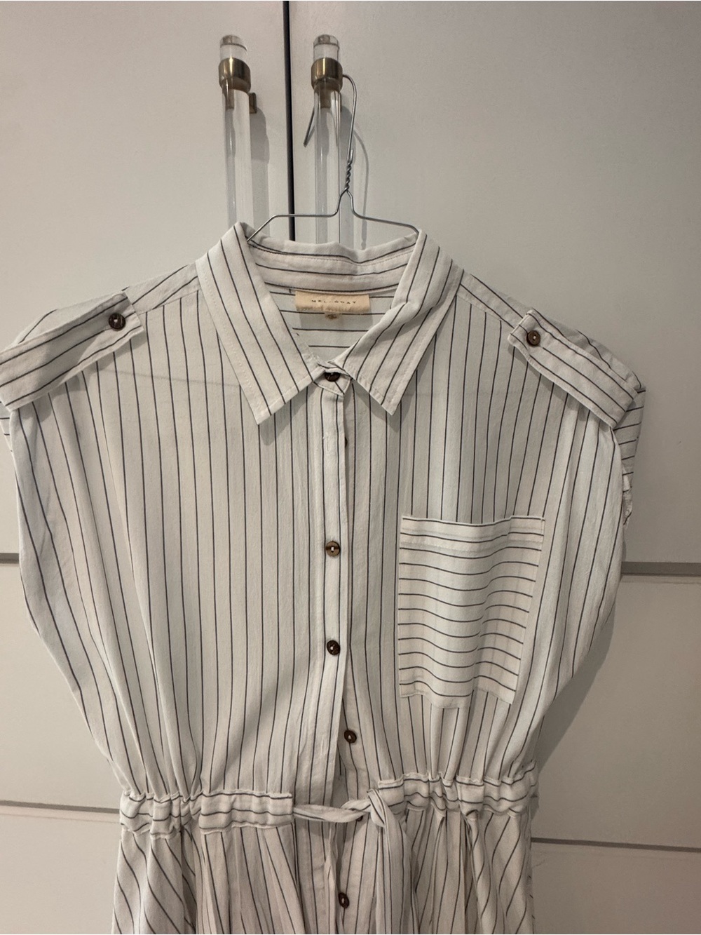 MELLODAY White and Black Striped Maxi Dress